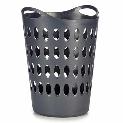 Flexibele wasmand/opbergmand - rond - antraciet - 50 liter - wasgoed sorteren