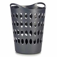 Flexibele wasmand/opbergmand - rond - antraciet - 50 liter - wasgoed sorteren