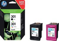 HP inktcartridge 301, 165-190 pagina&apos;s, OEM N9J72AE, 1x zwart en 1 x 3 kleuren