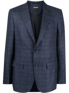 Zegna blazer boutonné à carreaux - Bleu