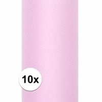 Glitter tule stof - 10x rollen - lichtroze - 15 x 900 cm - hobbyartikelen/knutselspullen - gaatjesst