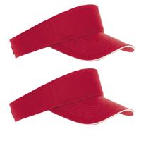 Zonneklep Sunvisor petje - 6x - rood - katoen - klittenbandsluiting - voor volwassenen