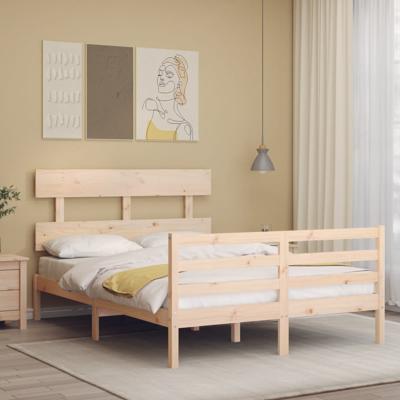 Bedframe met hoofdbord massief hout