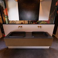 Badkamermeubelset Mondiaz Erin 150 cm met 1 Lade met RIDGE Wastafel Dubbel Urban Zonder Kraangaten Greeploos Mat Rust