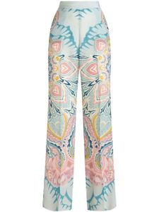 ETRO pantalon satiné à motif cachemire - Bleu