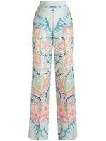 ETRO pantalon satiné à motif cachemire - Bleu