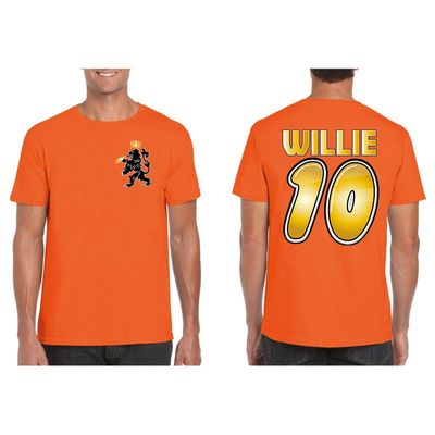 Oranje Koningsdag t-shirt - voetbal Willie - voor heren Oranje Koningsdag t-shirt - voetbal Willie - voor heren