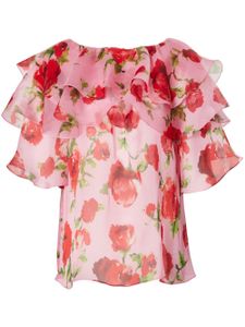 Carolina Herrera blouse en soie à fleurs - Rose