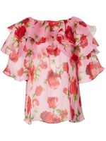 Carolina Herrera blouse en soie à fleurs - Rose - thumbnail