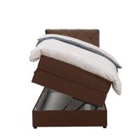 Leen Bakker - Boxspring Met Opbergruimte Liv Geruit - 90x200 Cm - Stof/Velvet - Bruin