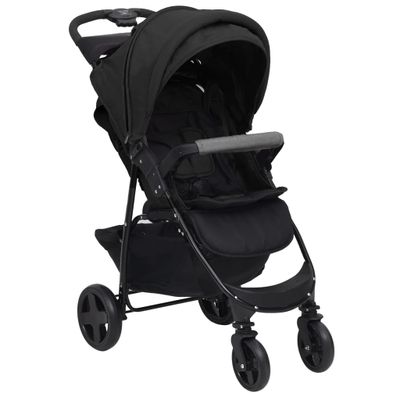 VidaXL Kinderwagen 2-in-1 staal antracietkleurig