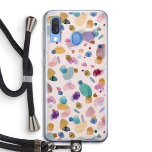 Terrazzo Memphis Pink: Samsung Galaxy A40 Transparant Hoesje met koord