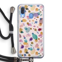 Terrazzo Memphis Pink: Samsung Galaxy A40 Transparant Hoesje met koord