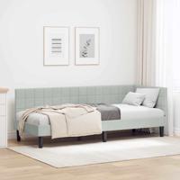 Hoekbedframe met hoofdeinde Lichtgrijs 80 x 200 cm Fluweel