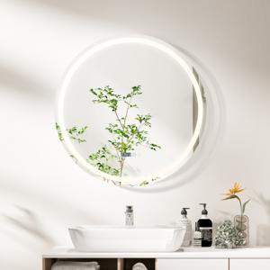 Badkamerspiegel met Anti-Condens Spiegelverwarming en Display LED-Spiegel Dimbaar Badkamerspiegel 3000K-6500K Wandspiegel