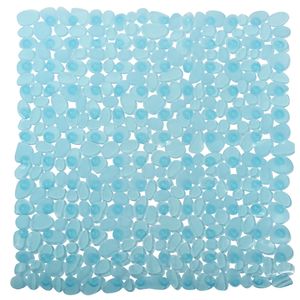 Douche/bad anti-slip mat badkamer - pvc - aqua blauw - 53 x 53 cm - vierkant