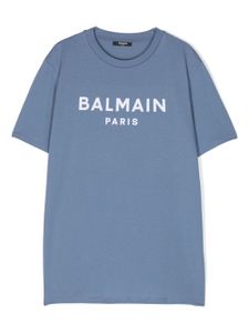 Balmain Kids t-shirt en coton à logo imprimé - Bleu