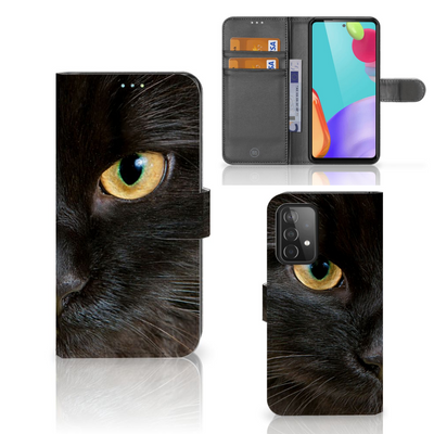 Samsung Galaxy A52 Telefoonhoesje met Pasjes Zwarte Kat Samsung Galaxy A52 Telefoonhoesje met Pasjes Zwarte Kat