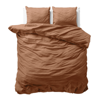 Sale: -50% | Dekbedovertrek Katoen Uni - Mocha Mousse - Tweepersoons (200x200 Cm) - Bruin Katoen - Effen - Sleeptime - Dekbed-Discounter.nl