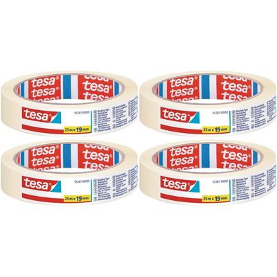 4x Afplaktape/schilderstape 19 mm x 25 m