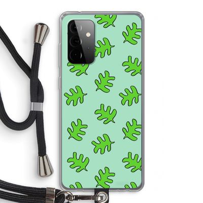 Groene blaadjes: Samsung Galaxy A72 5G Transparant Hoesje met koord