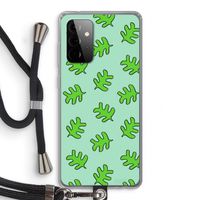Groene blaadjes: Samsung Galaxy A72 5G Transparant Hoesje met koord