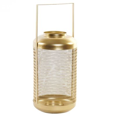 Kaarshouder/windlicht goud metaal 34 cm