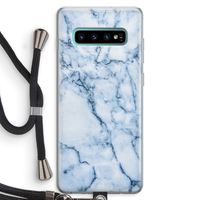 Blauw marmer: Samsung Galaxy S10 Plus Transparant Hoesje met koord
