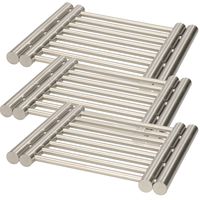 3x stuks uitschuifbare/verstelbare alle soorten pannen onderzetter RVS 23 x 20 x 2 cm