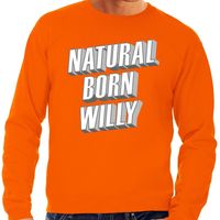 Oranje Natural born Willy sweater voor heren - thumbnail