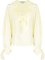 Victoria Beckham ruffled V-neck silk blouse - Jaune