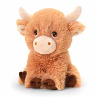 Keel Toys pluche koe met hoorns knuffeldier - bruin - zittend - 25 cm   - - thumbnail