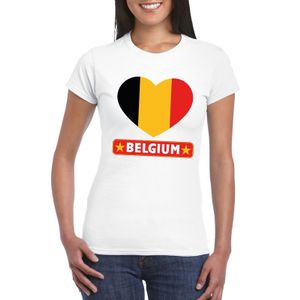 Belgie hart vlag t-shirt wit dames