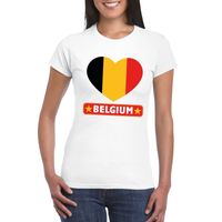 Belgie hart vlag t-shirt wit dames 2XL  -