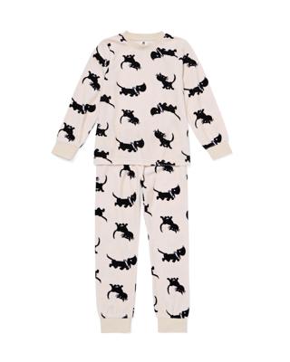 HEMA Takkie Kinderpyjama Velours Gebroken Wit (gebroken wit)