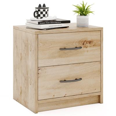 Nachtkastje met 2 Laden Modern Nachtkastje met Opbergruimte Klein Nachtkastje op de Vloer Houten Bijzettafel voor de Woonkamer
