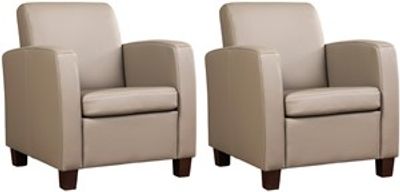 Set van 2 Bruine leren landelijke fauteuils Joy - poot hout bruin - Toledo Leer Khaki (bruin leer)