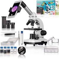 Biolux SEL microscoop met zoomsysteem - BRESSER JUNIOR - vergroting 40x-1600x - smartphonehouder - witte stijve doos
