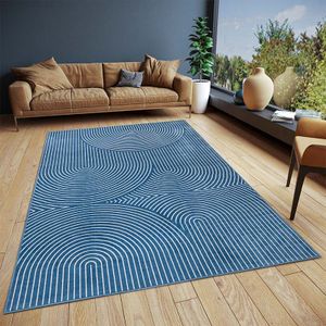 Vloerkleed Faron - 80x140cm - Blauw Modern Vloerkleed - 123vloerkleed.nl is de online webshop voor vloerkleden en woonaccessoires.