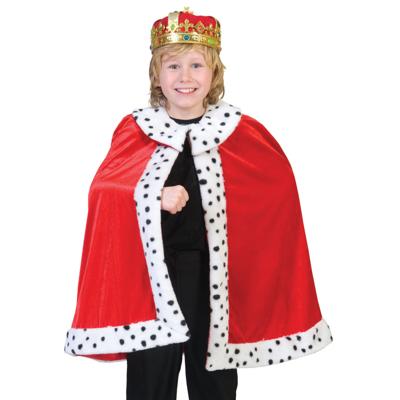 Carnaval verkleedkleding Koning cape - rood - voor kinderen - met witte kraag Carnaval verkleedkleding Koning cape - rood - voor kinderen - met witte kraag