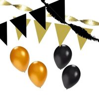 Zwart/gouden feest versiering pakket huiskamer - Feestpakketten - thumbnail