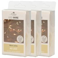 Draadverlichting - 6x - goud - 40 led lampjes - warm wit - 200 cm - batterij - lichtsnoer