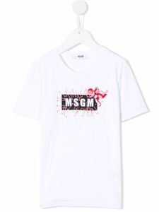 MSGM Kids t-shirt à logo imprimé - Blanc