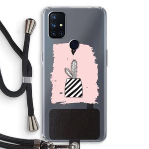 Zwart-wit cactus: OnePlus Nord N10 5G Transparant Hoesje met koord