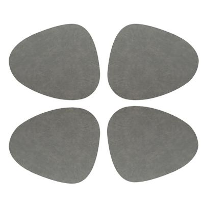 Unique Living placemats Floris lederlook - 4x - 39 x 30 cm - donkergrijs - PU leather - tafel onderl