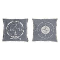 Kussen DKD Home Decor Blauw Wit Franjes Mediterrane Navy 45 x 10 x 45 cm (2 Stuks)