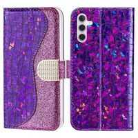 Croco Bling Series Samsung Galaxy A14 Portemonnee Hoesje - Paars