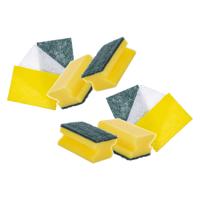 CM Schuursponsjes set - 15x stuks - met nagelbescherming - vezelspons doekjes - sterke reiniging