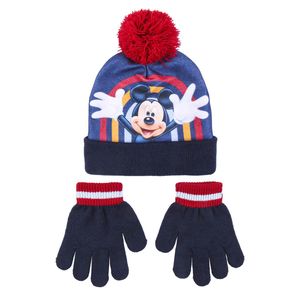 Disney Mickey Mouse 2-delig winterset - muts/handschoenen - blauw - voor kinderen