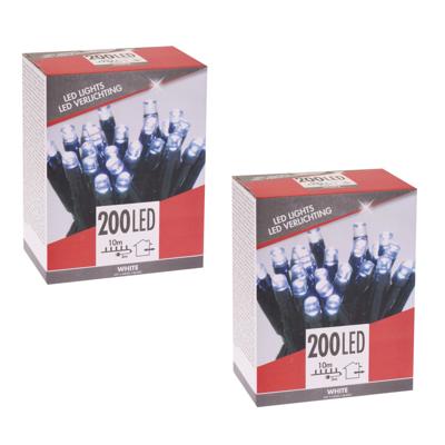 Kerstverlichting - Set van 2x stuks - 200 led lampjes - helder wit - 13 meter - buiten - IP44 - lich